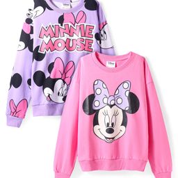 Honeyhap Disney Terry Knit Full Drop Shoulder Sleeves Sweatshirts with Minnie Mouse Graphics Pack of 2 - Lavender & Pink-image-36
