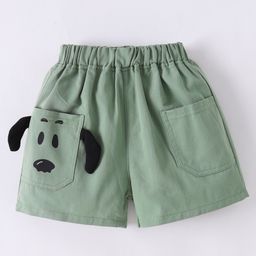 Mark & Mia Cotton Shorts With Dog Print & Ear Applique - Sea Green-image-72