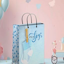 Décor Mantra It's a boy Printed Paper Bag is Perfect For Giftting & Return Gift-Pack of 10-Blue-image-3