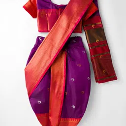 Bhartiya Paridhan Silk Woven Half Puffed Sleeves Saree with Motif Print - Pink-picture-29