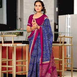 PEENGAX Ethnic Motifs Printed Pure Cotton Block Print Saree-19