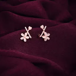 Brado Jewellery Gold-Plated Artificial Stones Studded Floral Shaped Korean Studs-9