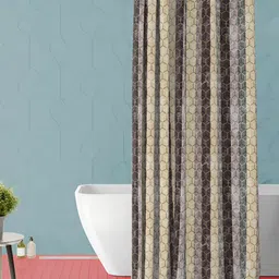 ArtzFolio Grey & Brown Printed Waterproof Shower Curtain-0