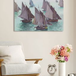 Myntra Elegant Homes Blue & Mauve Fishing Boats Canvas Wall Art-image-41