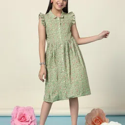 YK Floral Print Flutter Sleeve Crepe Fit & Flare Dress-picture-16