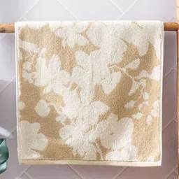 Home Centre Beige & White Floral Printed Cotton Hand Towels-10