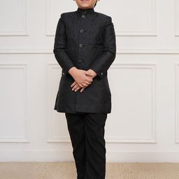 Vastramay Boys Slim Fit Self-Design Sherwani Set-35