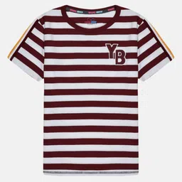 YOUNG BIRDS Boys Striped V-Neck Applique T-shirt-image-83