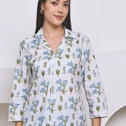 BAESD Women Floral Print Organic Cotton Shirt Style Top-picture-17