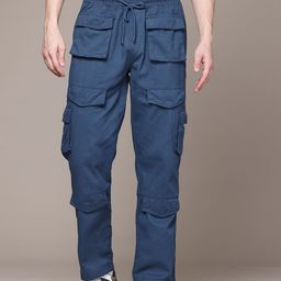 The Roadster Lifestyle Co. Men Straight-Fit Pure Cotton Cargos with Pocket Detail-picture-30