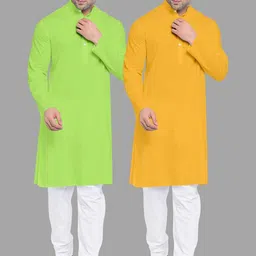 VS MALL Mustard Cotton Blend Kurta Sets-image-82