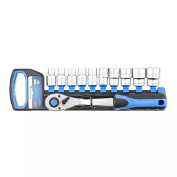 Hogert Technik 12.7 mm (1/2 Inch) 4-13 mm Socket with Ratchet Handle (Set of 11 Pcs), HT1R332-22