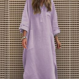 KPOP Women Shirt Collar Maxi Dress-image-91