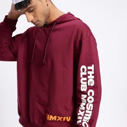 glitchez Streetwear Seoulmate Printed Cotton Terry Relaxed Fit Hooded Pullover Sweatshirt-picture-3