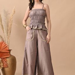 Myshka Self Design Tube Top & Trousers Co-Ord Set-image-81