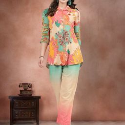 Moda Rapido Abstract Printed Shirt Collar Neck Shirt With Trouser Co-Ords-image-61