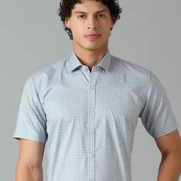MARK & ALBERT Men India Slim Fit Checked Spread Collar Cotton Formal Shirt-image-40