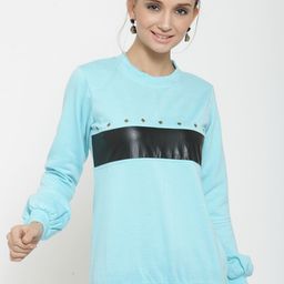Belle Fille Women Turquoise Blue Solid Sweatshirt-image-86