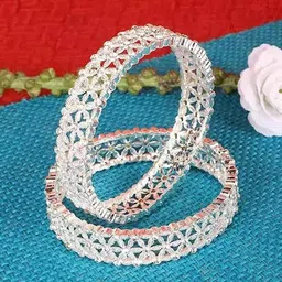 T4 JEWELS Set Of 2 Silver-Plated & Stone-Studded Bangles-image-80