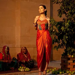 AMROOD Printed Top With Draped Skirt-image-8