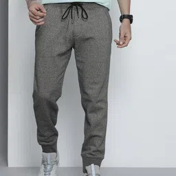 Tommy Hilfiger Men Grey Melange Solid Mid-Rise Knitted Regular Joggers-image-48