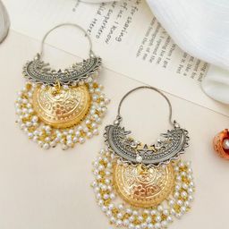 ABDESIGNS German Silver-Plated Stone Studded Classic Drop Earrings-46
