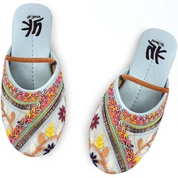 YK Girls Blue Embellished Flats With Embroidered-picture-38