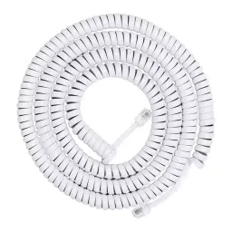 FEDUS 4P4C Spring Telephone Handset Cable White 2 m (Pack of 5 Pcs)-30