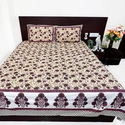 Marika Yellow & Purple Floral Printed Cotton 220 TC King Bedsheet Set 2.74 m x 2.36 m-11