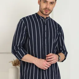 SWAGG INDIA Striped Cotton Mandarin Collar Straight Kurta-picture-11