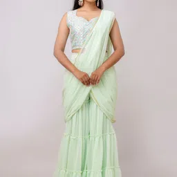Jaipurite Embroidered Pure Georgette Palazzo Saree-picture-18