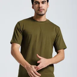 VOGAAN Solid Round Neck Regular Fit Cotton T-shirt-picture-32
