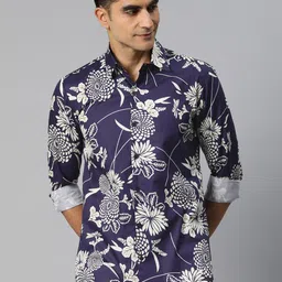 Monsui Men Classic Floral Printed Casual Shirt-image-6