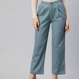 Popnetic High-Rise Pleated Pure Cotton Parallel Trousers-image-94