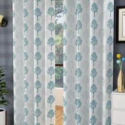UrbanArts Blue And White 2 Pieces Floral Printed Room Darkening Door Curtains-picture-11