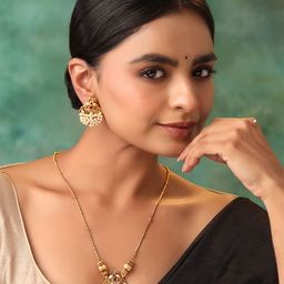Yellow Chimes Gold Plated Pearl Beaded Jewellery Set-image-40