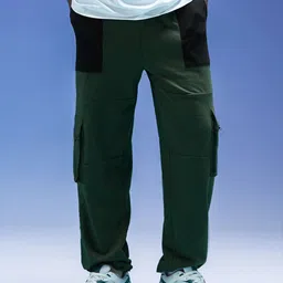 VEIRDO Men Pure Cotton Mid Rise Joggers-image-5