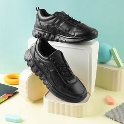LIBERTY Patch Detailed Lace Up School Shoes - Black-23