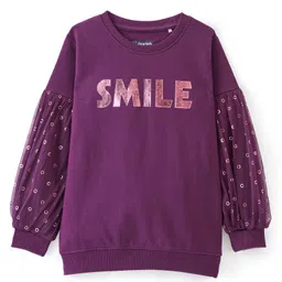 Pine Kids Cotton Full Sleeves Glitter Print Sweatshirt - Purple-picture-36