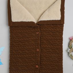 Yellow Apple Cabble Button Blanket Sleeping Bag - Brown-image-86