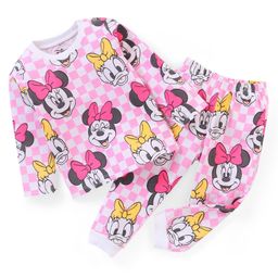 Babyhug Disney Single Jersey Knit Full Sleeves Night Suit With Minnie Mouse Graphics - Pink-picture-13