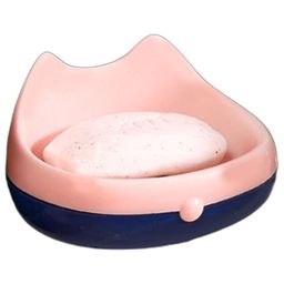 Funeiko Cute Design Soap Case with Wall Mounted Sticker Pink-7