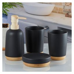 KOOKEE Ceramic Bathroom Accessories Set of 4 with Soap Dispenser (9619)-image-96