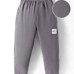 Evimo Interlock Knit Full Length Lounge Pant with Text Patch Detailing - Grey-image-21