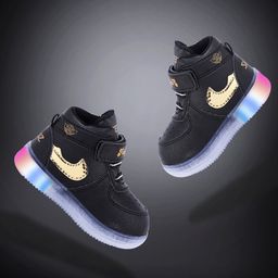 PASSION PETALS Fashion Text Designed LED Shoes - Black & Gold-image-85