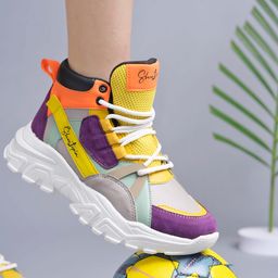 Shoetopia Colour Blocked Lace Up Shoes - Multi Colour-image-24