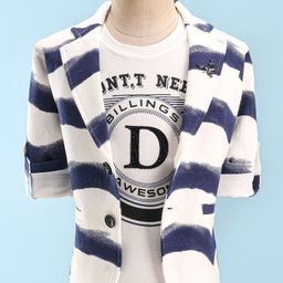 Dapper Dudes Full Sleeves Abstract Printed Blazer With Tee - Blue-image-37