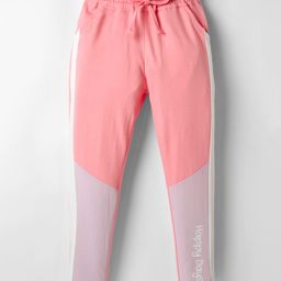 Olio Kids Cotton Knit Full Length Lounge Pant With Happy Days Print & Cut & Sew Design - Pink-image-30