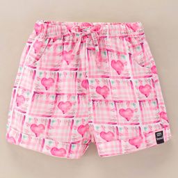 Enfance Core Abstract Checked & Hearts Printed Shorts - Pink-picture-3