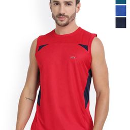 FTX Men Pack Of 4 Colourblocked Round Neck Gym Vests-picture-26
